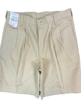 Wolf Mountain Key Shorts Mens 32 Tan Khaki 100% Cotton Pleated Vintage USA NWT